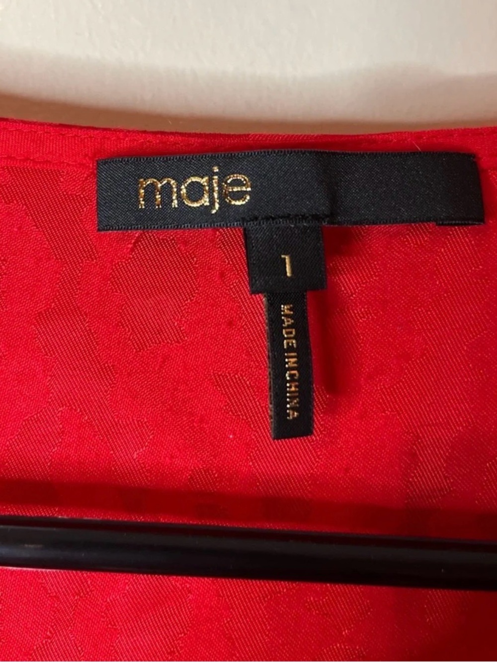 Maje Red V-Neck Textured Mini Dress - Picture 4 of 4